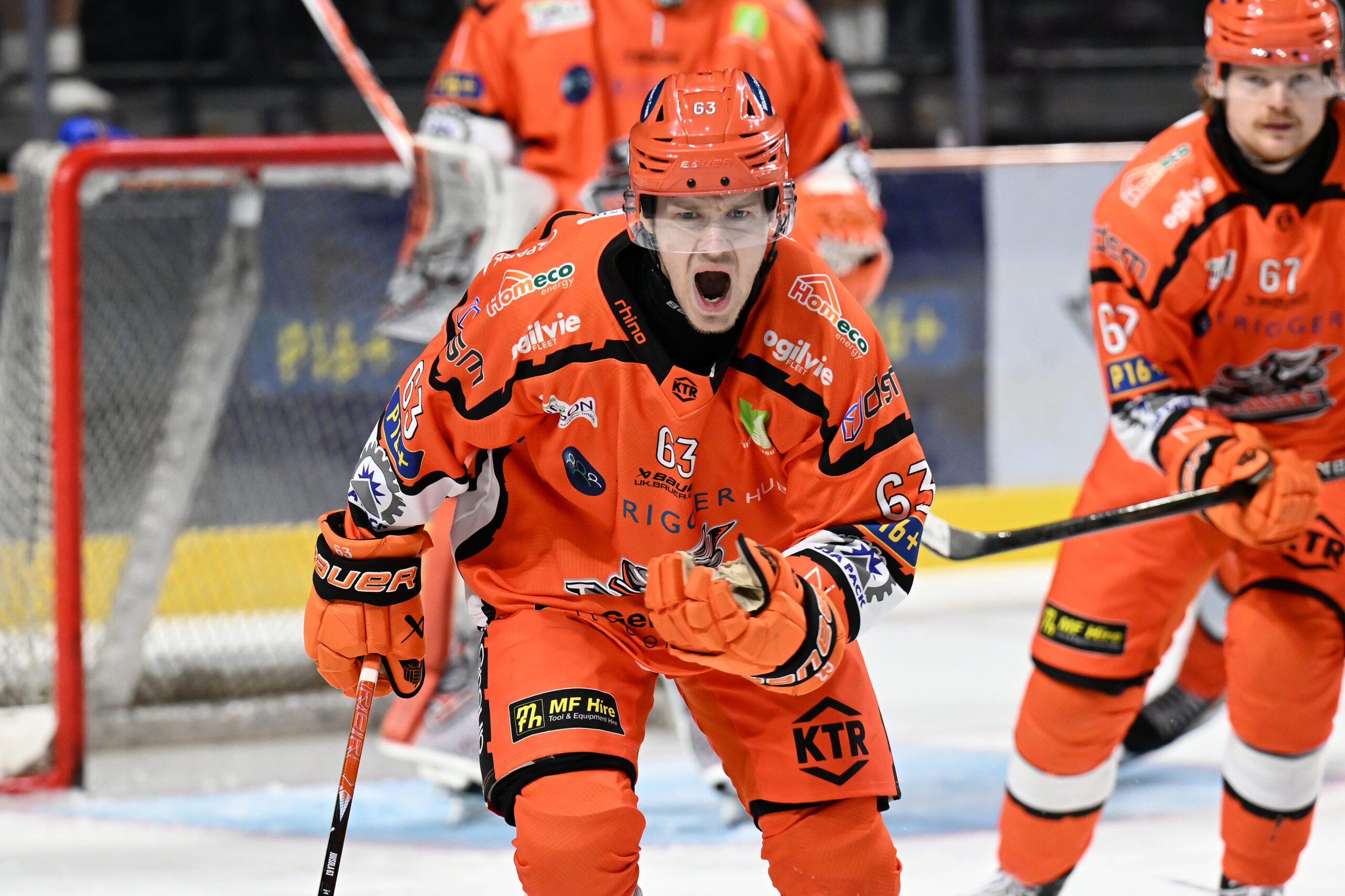 Sheffield Steelers player celebrating on the ice
