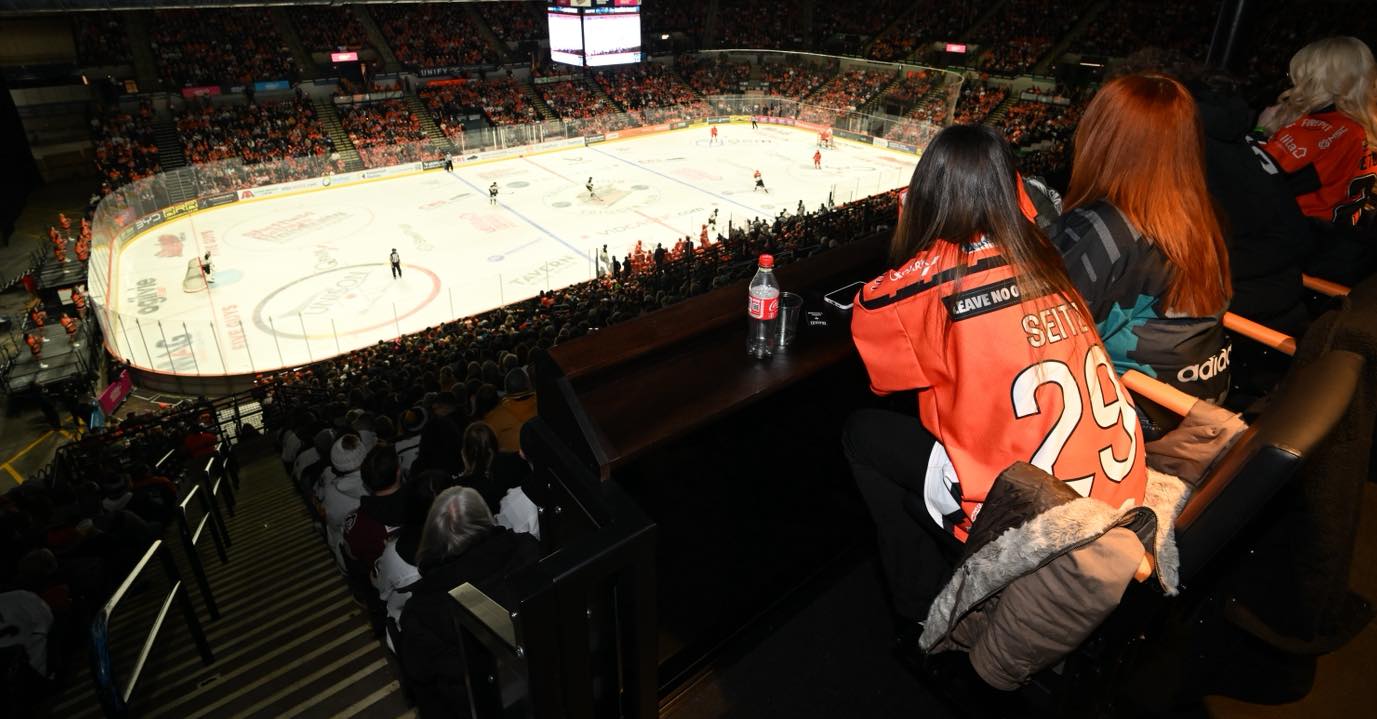 The view of a Sheffield Steelers game from the Sky's Edge premium seats